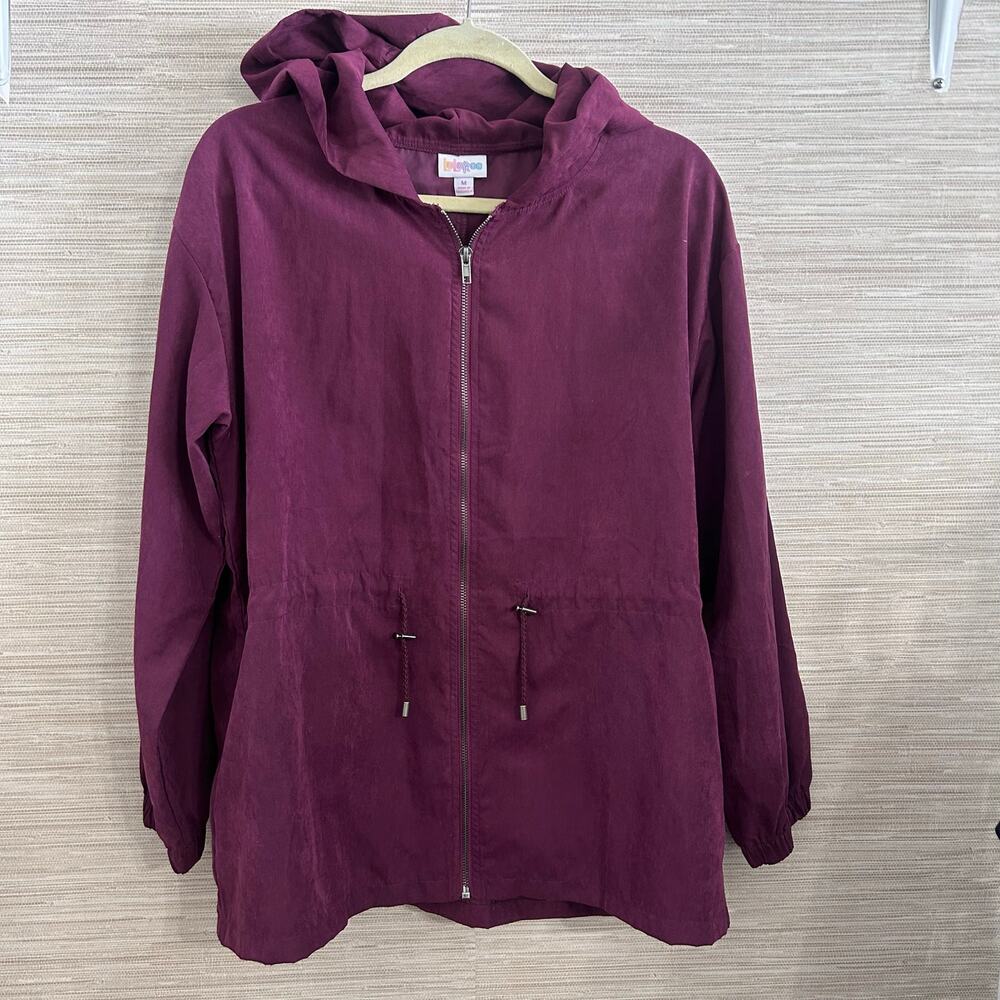 LuLaRoe Solid Burgundy Jackie Jacket Women's size m Zippered front hooded jacket